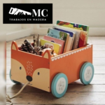 Baul para Libros Infantil - Pintado con Diseño Zorrito