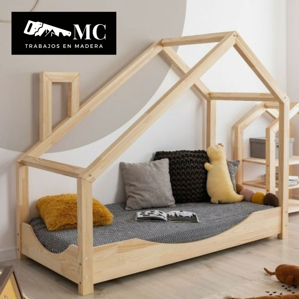 Cama Casita Montessori con Chimenea