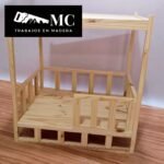 Mesa de Noche con Cama para Mascotas con Baranda al Frente
