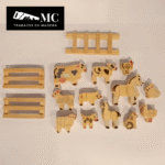 Granja con Granero/Establo con 12 Figuras de Animales en Madera