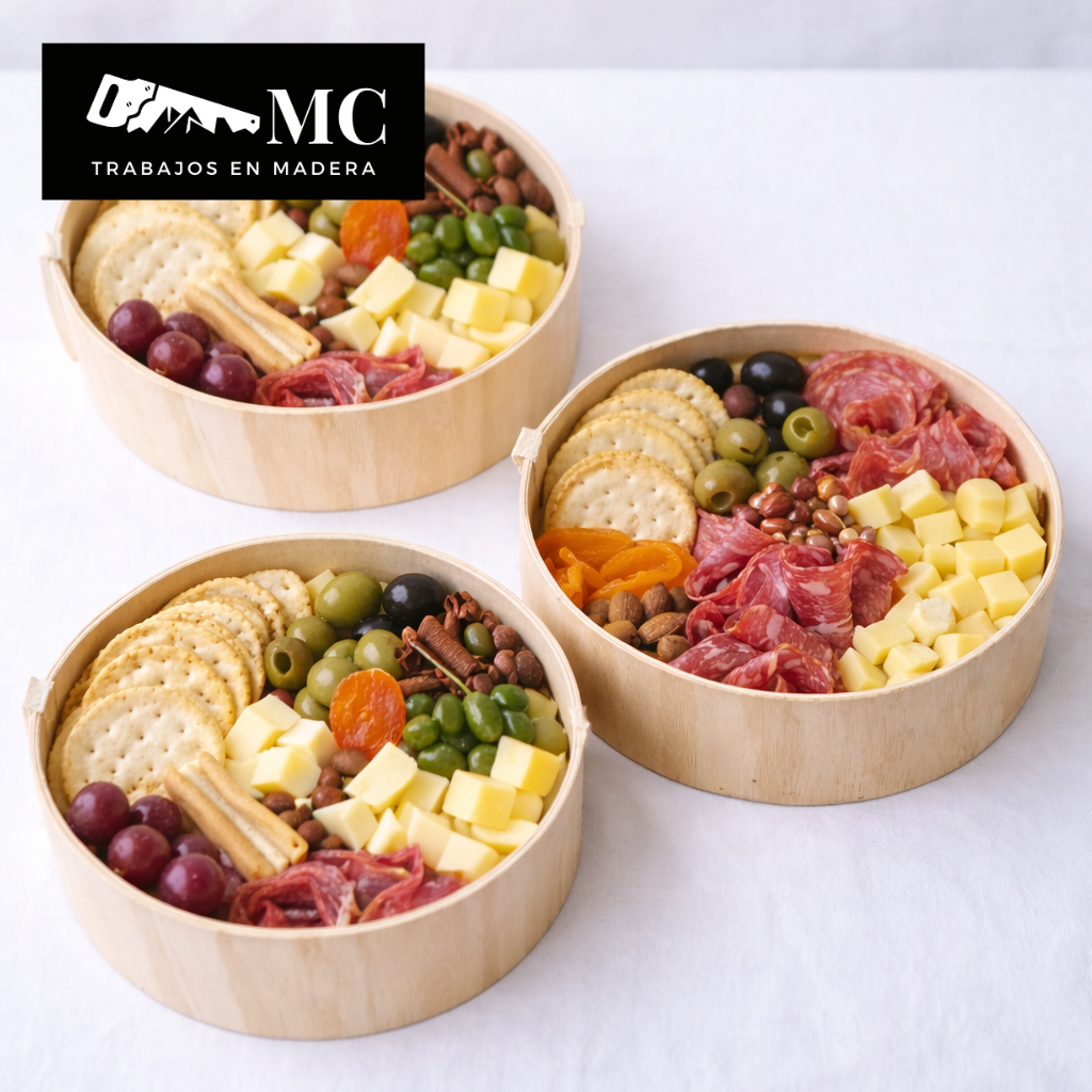 Caja/Bandeja Redonda de Madera (Sin tapa)