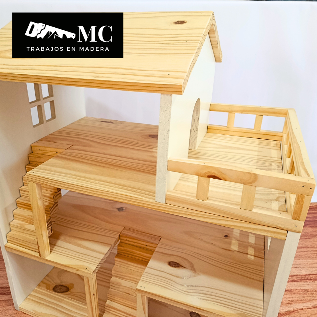 Casita de Muñecas de 3 Pisos con Balcon y Muebles - Imagen 3