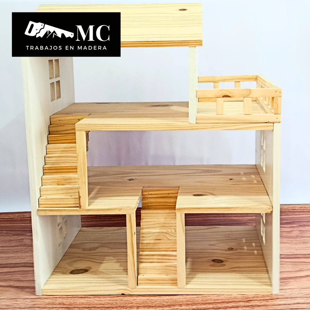 Casita de Muñecas de 3 Pisos con Balcon y Muebles - Imagen 2