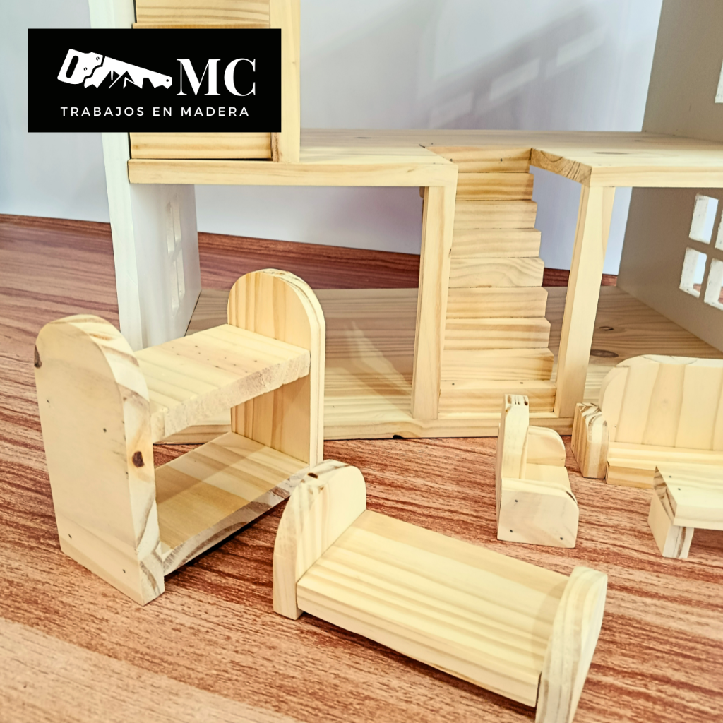 Casita de Muñecas de 3 Pisos con Balcon y Muebles - Imagen 15