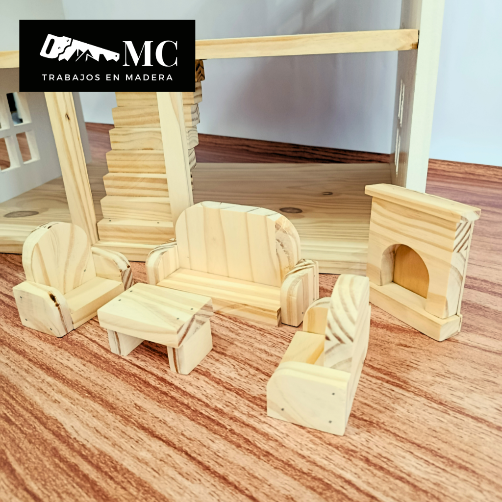 Casita de Muñecas de 3 Pisos con Balcon y Muebles - Imagen 13