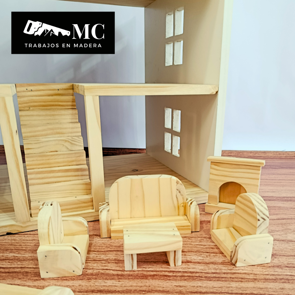 Casita de Muñecas de 3 Pisos con Balcon y Muebles - Imagen 12