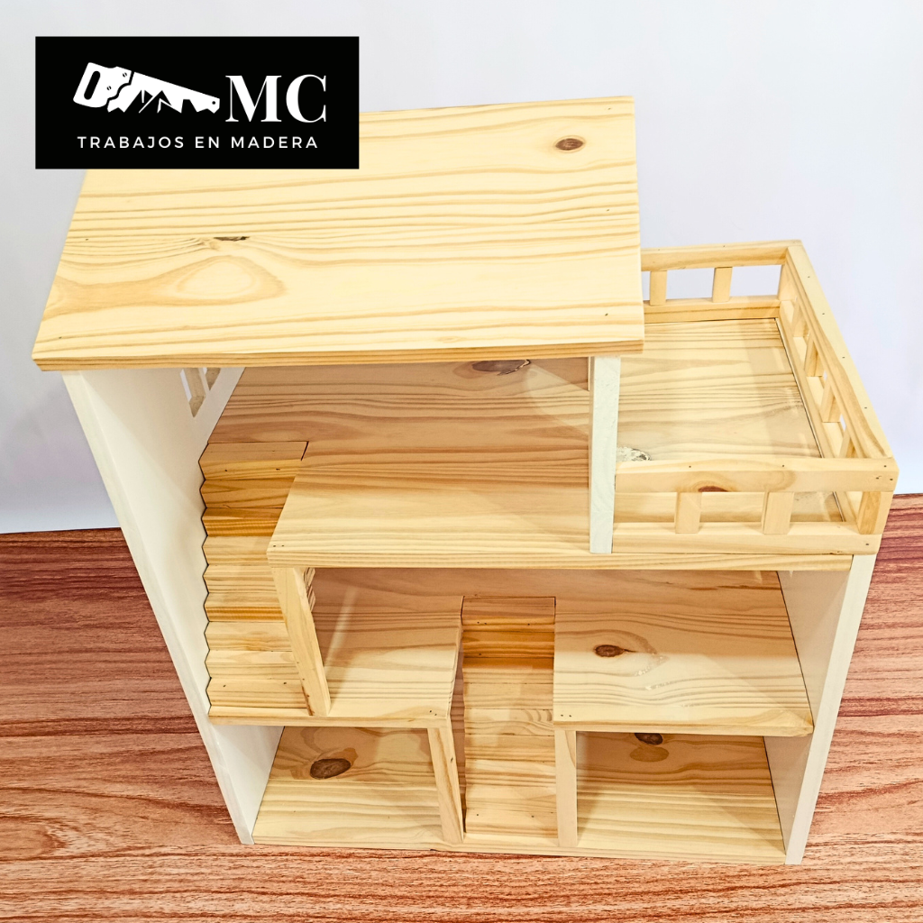 Casita de Muñecas de 3 Pisos con Balcon y Muebles - Imagen 11