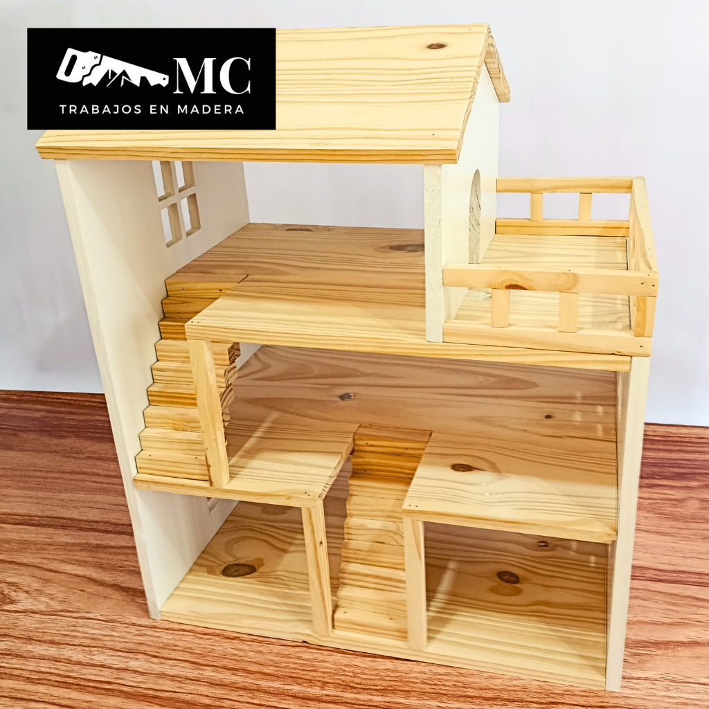 Casita de Muñecas de 3 Pisos con Balcon y Muebles - Imagen 9