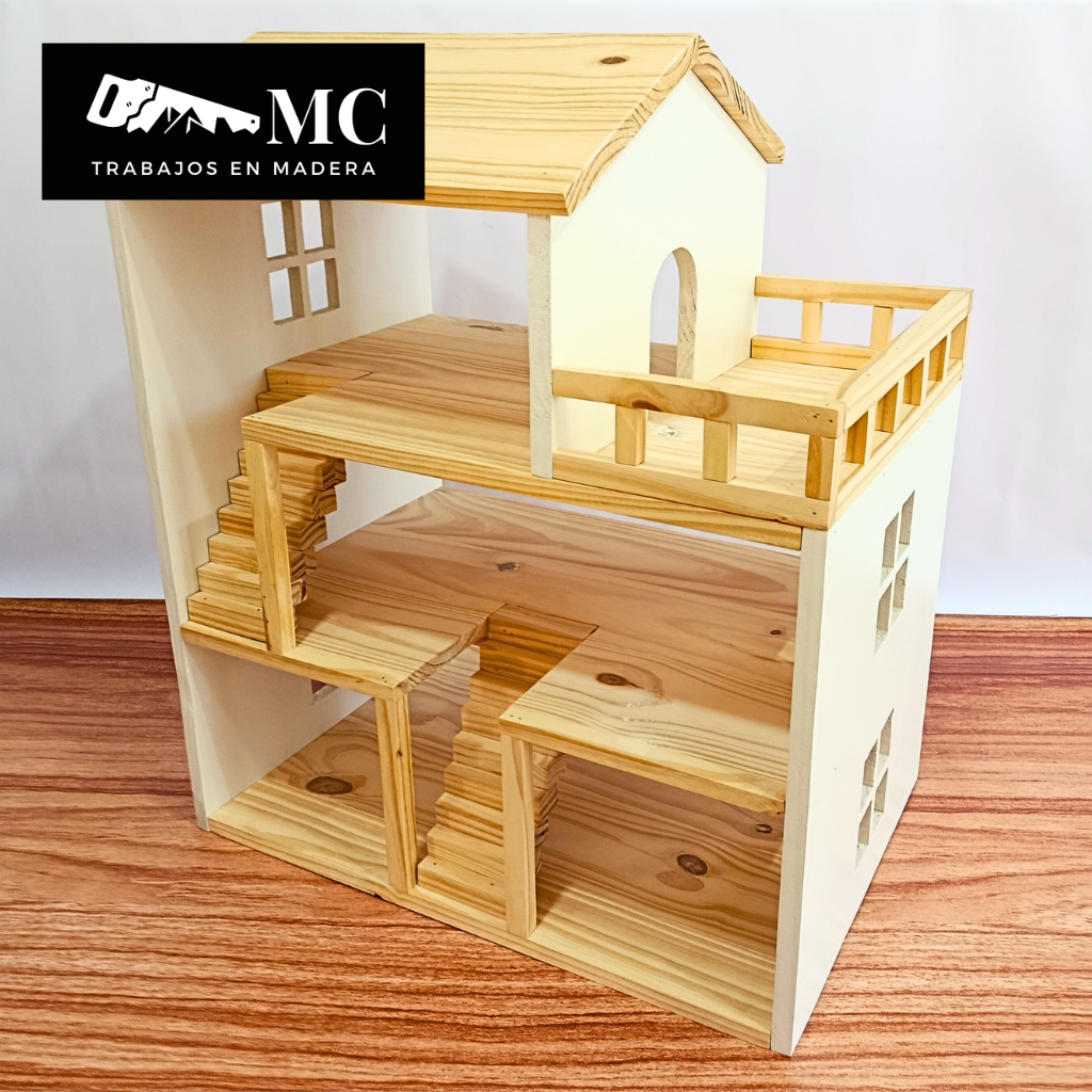 Casita de Muñecas de 3 Pisos con Balcon y Muebles - Imagen 7