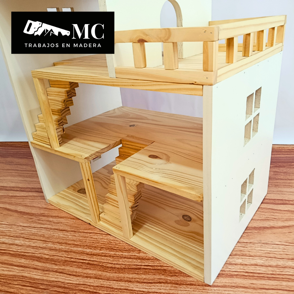 Casita de Muñecas de 3 Pisos con Balcon y Muebles - Imagen 6