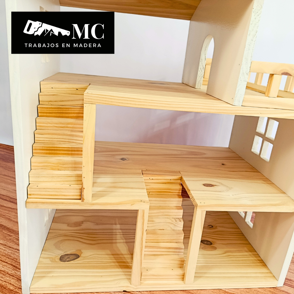 Casita de Muñecas de 3 Pisos con Balcon y Muebles - Imagen 5