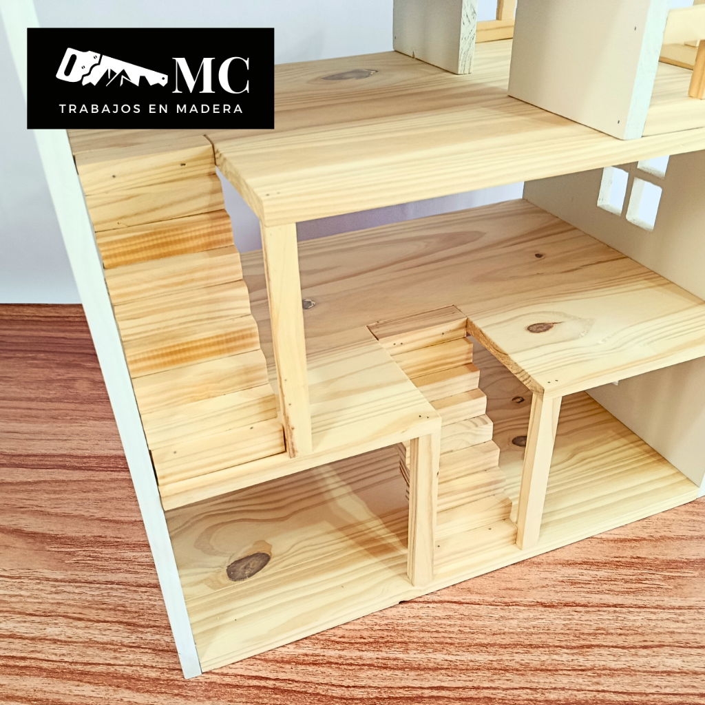 Casita de Muñecas de 3 Pisos con Balcon y Muebles - Imagen 4